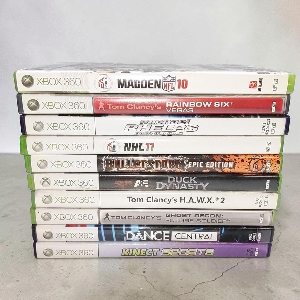 VTG Xbox 360 Video Game Lot 10 Bundle Tom Clancy Ghost Recon Bulletstorm Cases